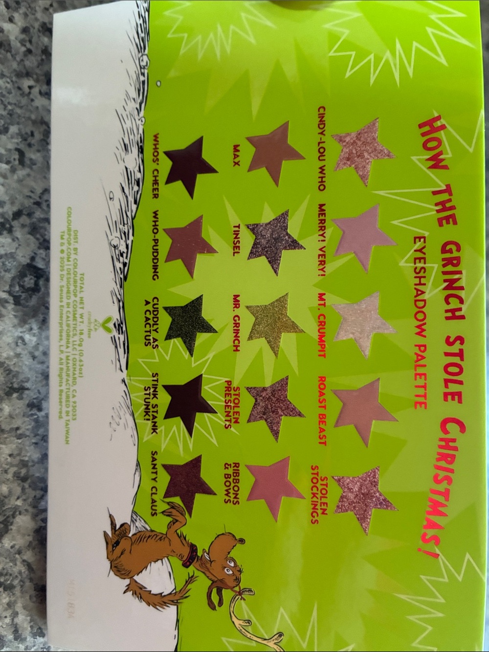 ColourPop The Grinch Holiday Eyeshadow Palette - Never Used - Picture 4 of 4